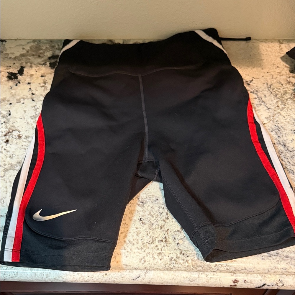 Nike Black Shorts with Red and White Stripes